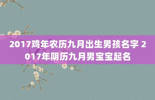 2017鸡年农历九月出生男孩名字 2017年阴历九月男宝宝起名