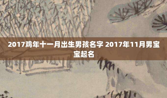 2017鸡年十一月出生男孩名字 2017年11月男宝宝起名